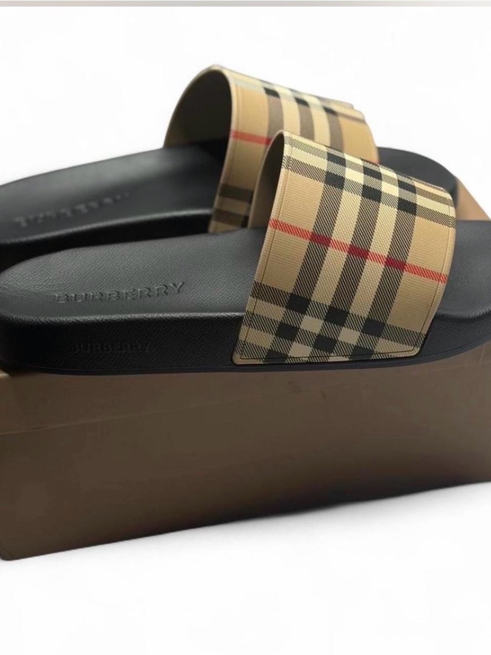 NWT🆕$425 Burberry Furley Vintage Check Slides Eur 39